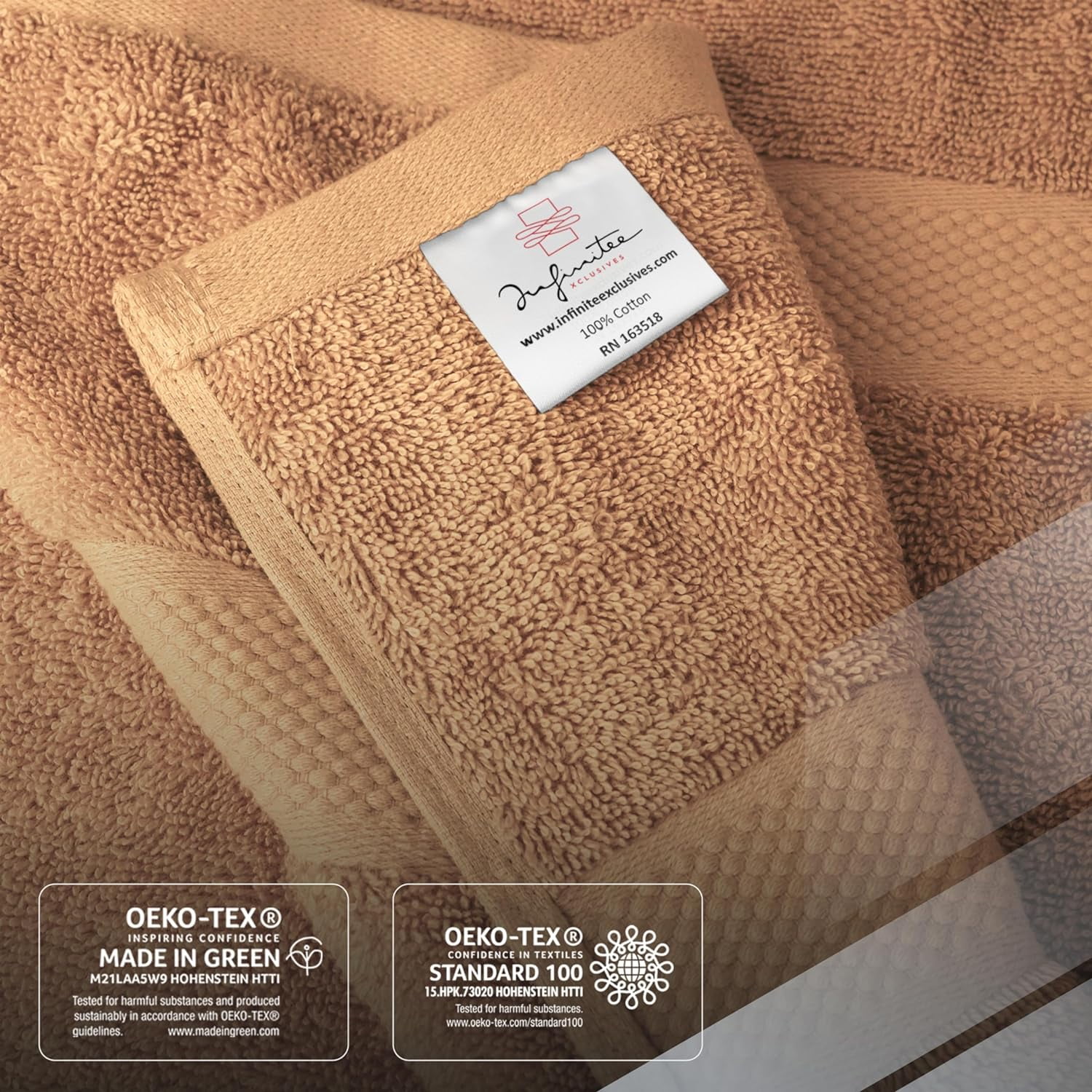 Infinitee Xclusives Premium Sand Bath Towel Set - [Pack of 8] - 2 Bath, 2 Hand & 4 Washcloths