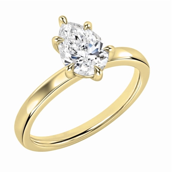 Dazzlingrock Collection IGI Certified 1.00 Carat Pear Shape Lab Grown White Diamond Sparkling Solitaire Engagement Ring for Women in 10K Solid Yellow Gold, Size 8