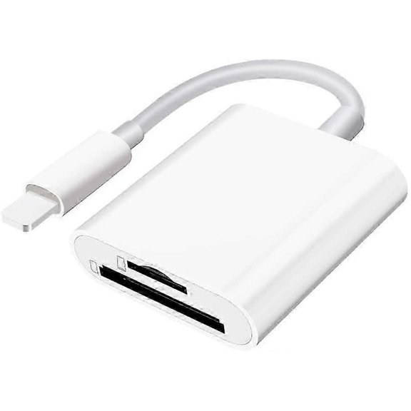 SD card reader for iPhone iPad camera, dual card slot memory card reader supports SD