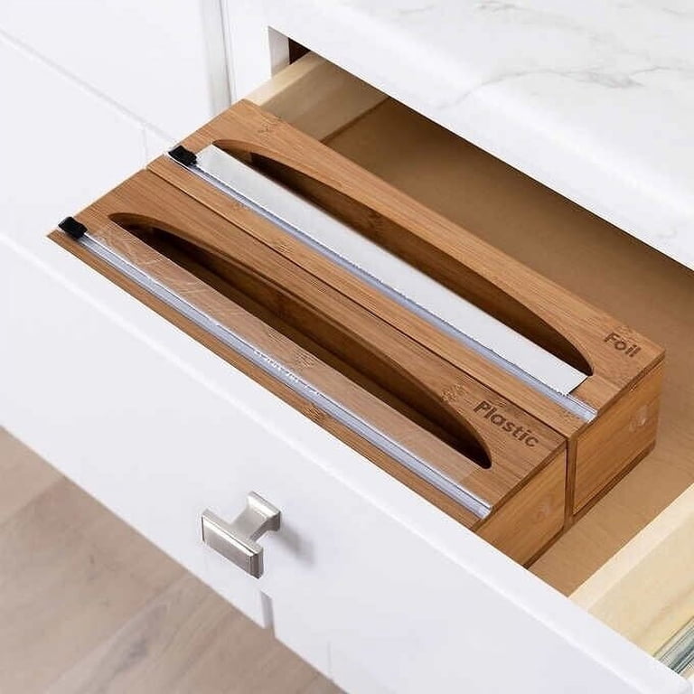 Seville Classics Bamboo Food Wrap Dispenser 2-piece Set, Foil and
