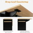thumbnail image 6 of Topbuy Kitchen Island Cart with Drop-Leaf & Power Outlet Rolling Kitchen Cart on Wheels with Microwave Shelf Glass Holder Black & Natural, 6 of 9
