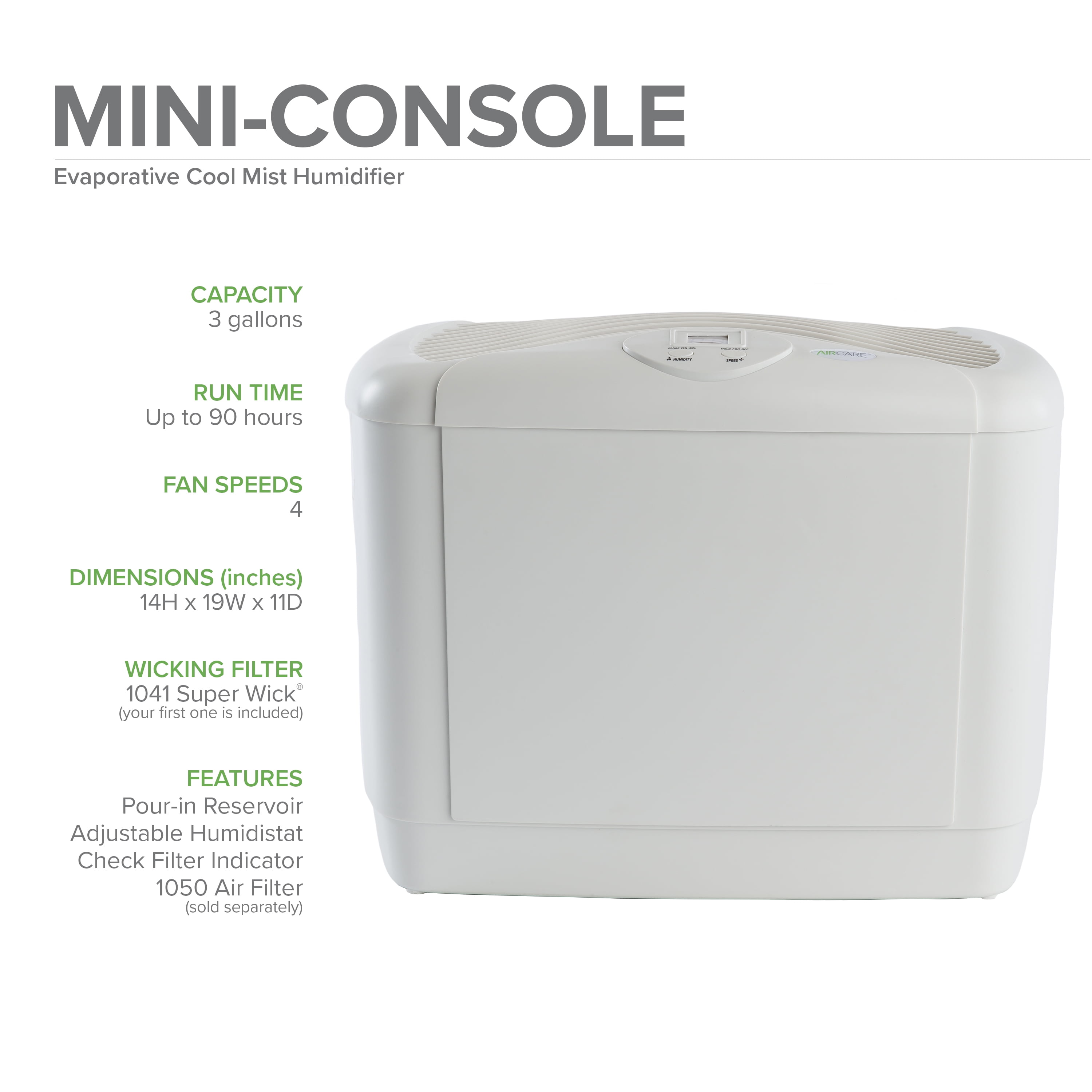 White for sale online AIRCARE MA0800 Mini Console Cool Mist Humidifier