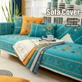 thumbnail image 3 of Bohemian Chenille Sofa Cover - Non-Slip Geometric Pattern L-Shaped Sectional Couch Covers, Furniture Protector, Pet-Friendly, Home Decor（Blue）, 3 of 5
