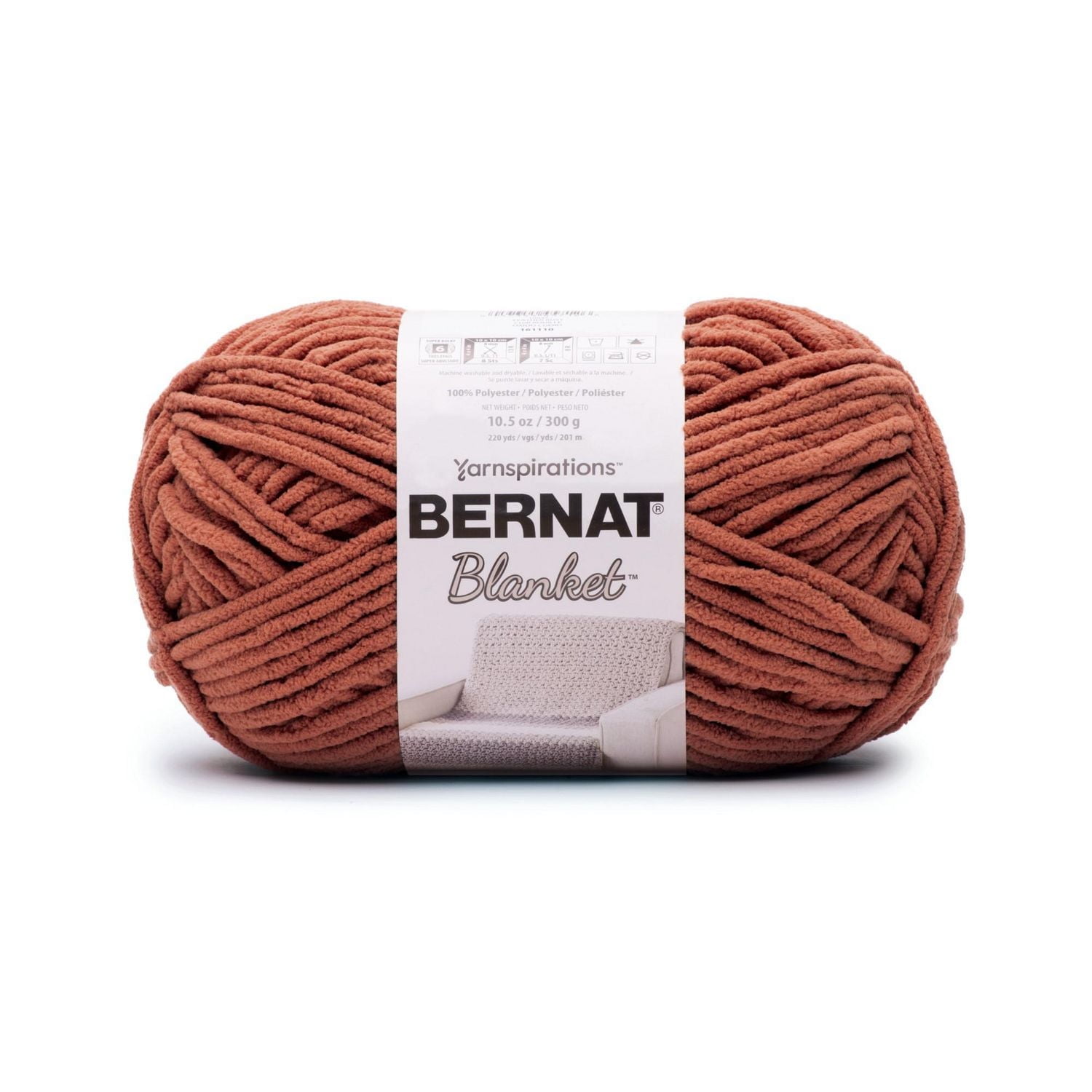 Bernat® Blanket™ #6 Super Bulky Polyester Yarn, Red Rust 10.5oz/300g, 220 Yards