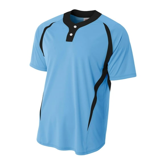 A4 2-Button Color Block Henley For Youth Male in Lt. Blue/Blk | NB4229