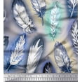 thumbnail image 1 of Soimoi Modal Satin Fabric Leaves & Feather Print Fabric by the Yard 42 Inch Wide, 1 of 3