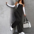 thumbnail image 4 of Feancey Overalls for Women Adjustable Strap Bib Jumpsuits Loose Fit Straight Wide Leg Pants Rompers Summer Casual One Piece Jumpsuit Black XL, 4 of 9
