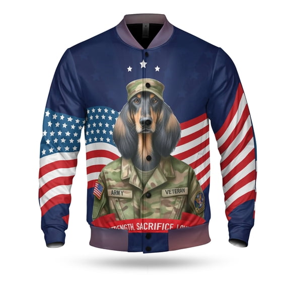 Happy Father's Day Honoring Veterans Afghan Hound in Army Uniform All Over Print 3D Baseball Jacket Dog Lover Bomber Jacket Softball - 13007