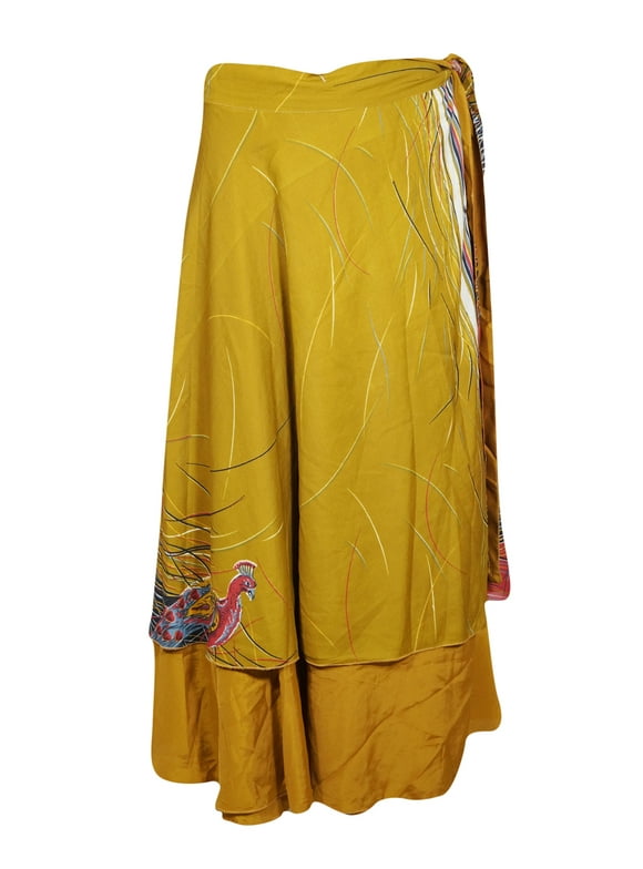 Mogul Women Convertible Dress Sari Reversible Handmade Wrap Around Long Skirts