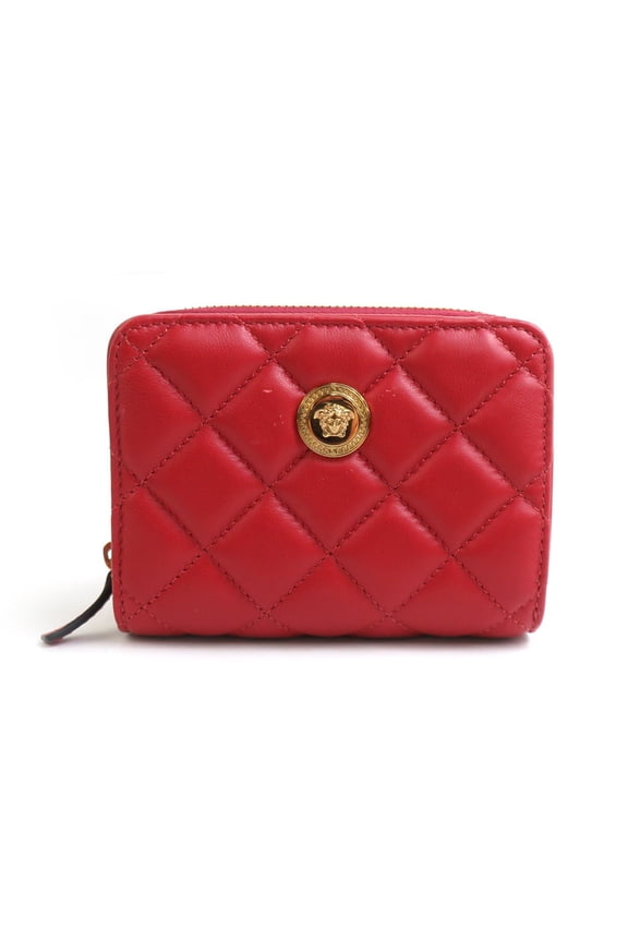 Pre-Owned Versace VERSACE Bi-fold wallet Medusa leather red ladies h30651a (Good)