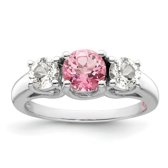 Primal Gold 10 Karat White Gold Survivor Collection Clear and Pink Topaz Pamela Ring