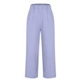 thumbnail image 4 of Linen Pants Women Dressy Casual Summer Pants Elastic Waist Straight Leg Loose Fit Trousers with Pockets Solid Color Vacation Beach Pants Recent Orders I Have Placed Last Order Placed, 4 of 7