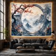 thumbnail image 6 of Moon Gate Between Indigo Cliffs With Stepping Stones, Serene Digital Art for Nature Lovers, Portal Scene Decor, New Home Gift, Tapestry Wall Hanging for Bedroom and Studio, 6 of 7