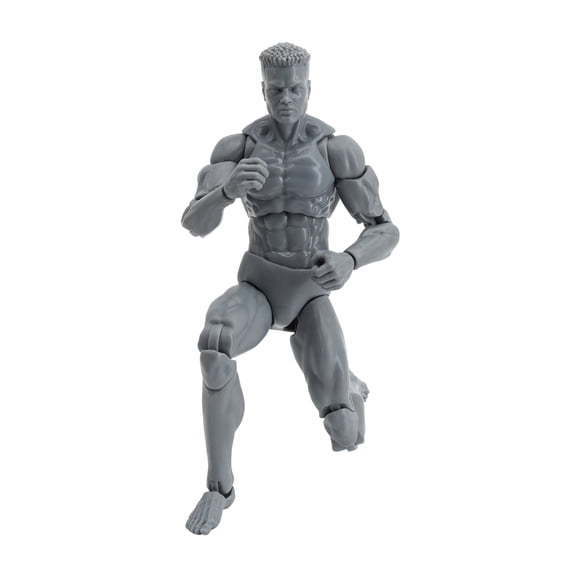 Boss Fight Studio Epic H.A.C.K.S. Blanks Action Figures – Highly Articulated Collectible 1:12 Scale Figurine with Alternate Parts for Customization and Display Stand - Shady Gray, Male