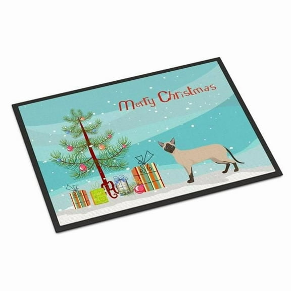 Siamese Modern #2 Cat Merry Christmas Door Mat