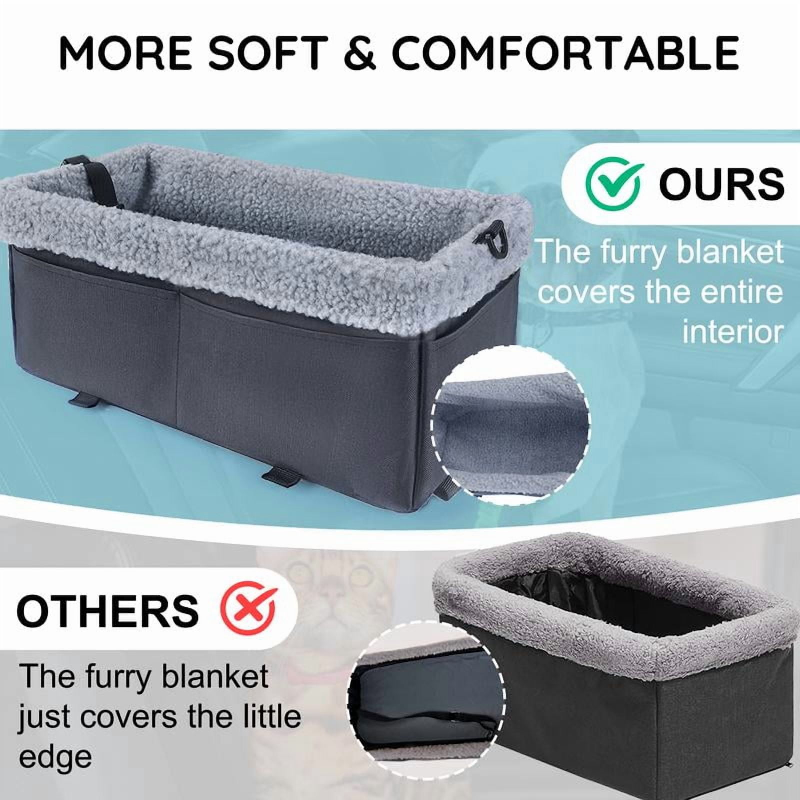 Dog Car Seat for Small Dogs, Center Console Dog Car Seat with Soft Cushion, Black Cat Car Seat