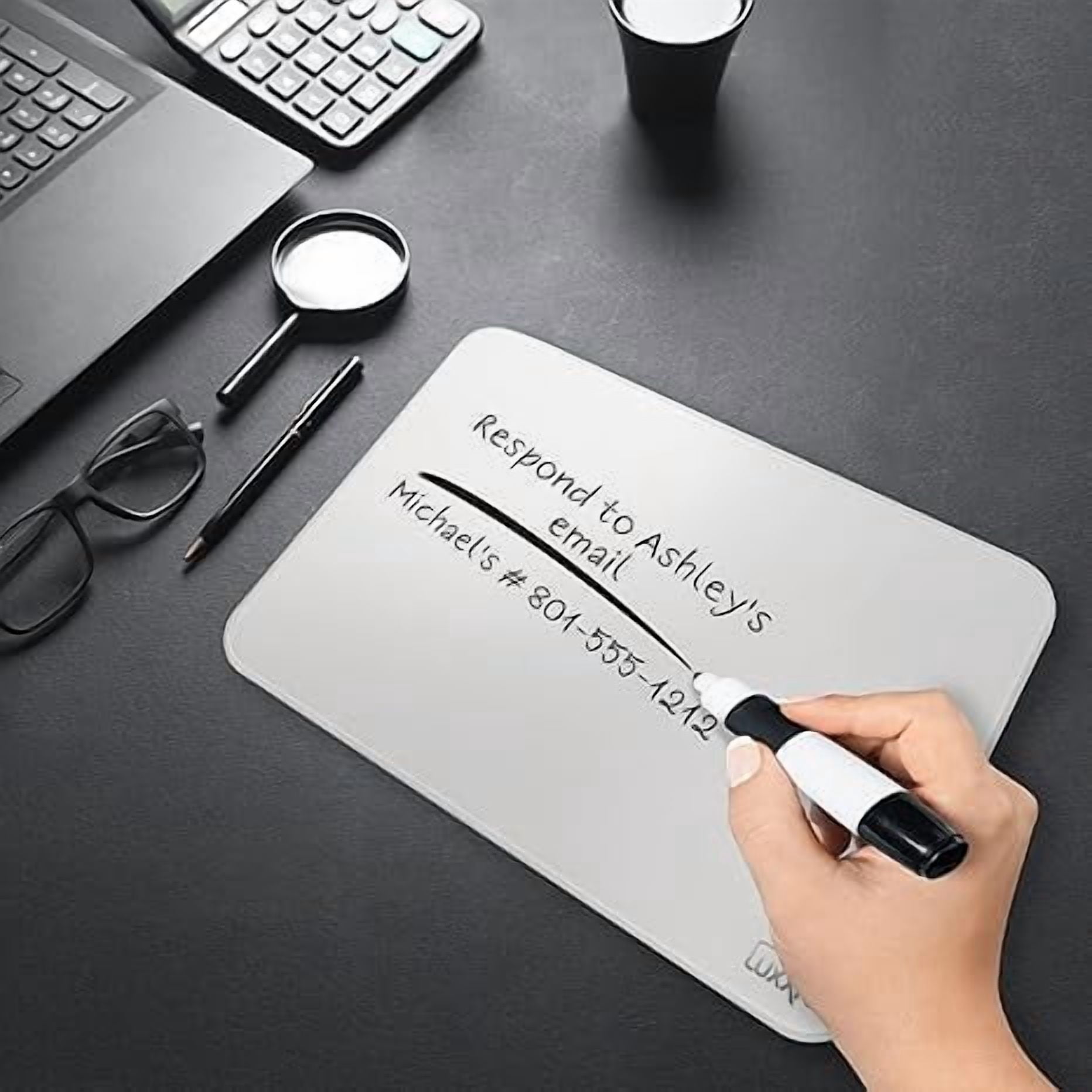 LuxxPad Tempered Glass Mouse Pad - Enhanced Precision for Gaming & Work, Durable & Scratch-Resistant, Colors (Black, 10" x 14")