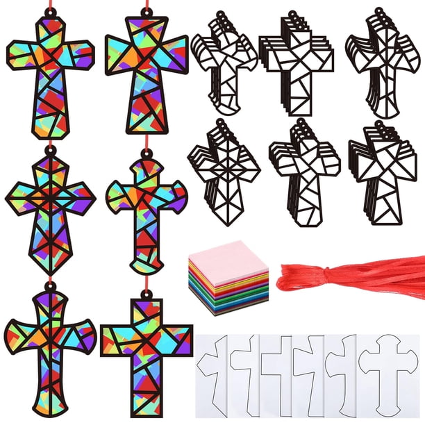 Kit de manualidades Sinload Religious Cross Crafts con papel de seda