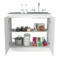 thumbnail image 3 of Rainlex Napoles 39" White Utility Sink Cabinet with Stainless Steel Basin, Double Doors & Shelf Storage – Freestanding Cabinet, 3 of 11