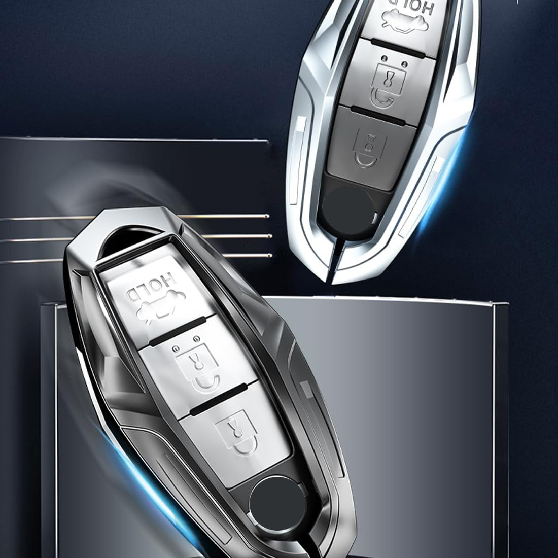 Key Cover Case, Zinc Alloy Smart Remote Key Fob Case Holder Shell Accessories Compatible for Nissan Altima Maxima Rogue Armada Pathfinder Infiniti