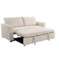 thumbnail image 4 of 78 Inch Futon With Pullout Option, Beige And Reclining Back For Living Room 3 In 1 Couch, Modern Fabric Bed, Adjustable , Seat, 4 of 6