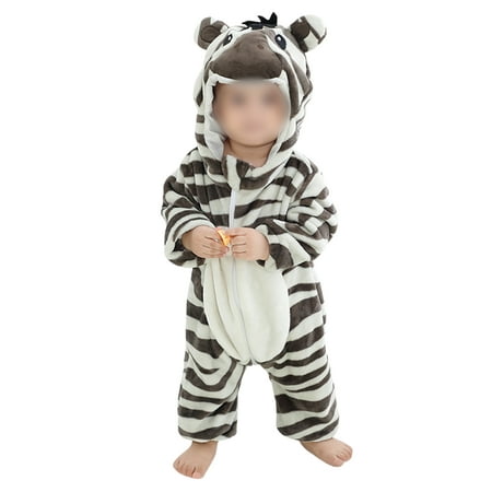 

Capreze Thicken Onesies Long Sleeve Winter Outwear Outfits for Infant Cartoon One Piece Fleece Romper Patchwork Animal Cosplay Hooded Jumpsuit Black 100
