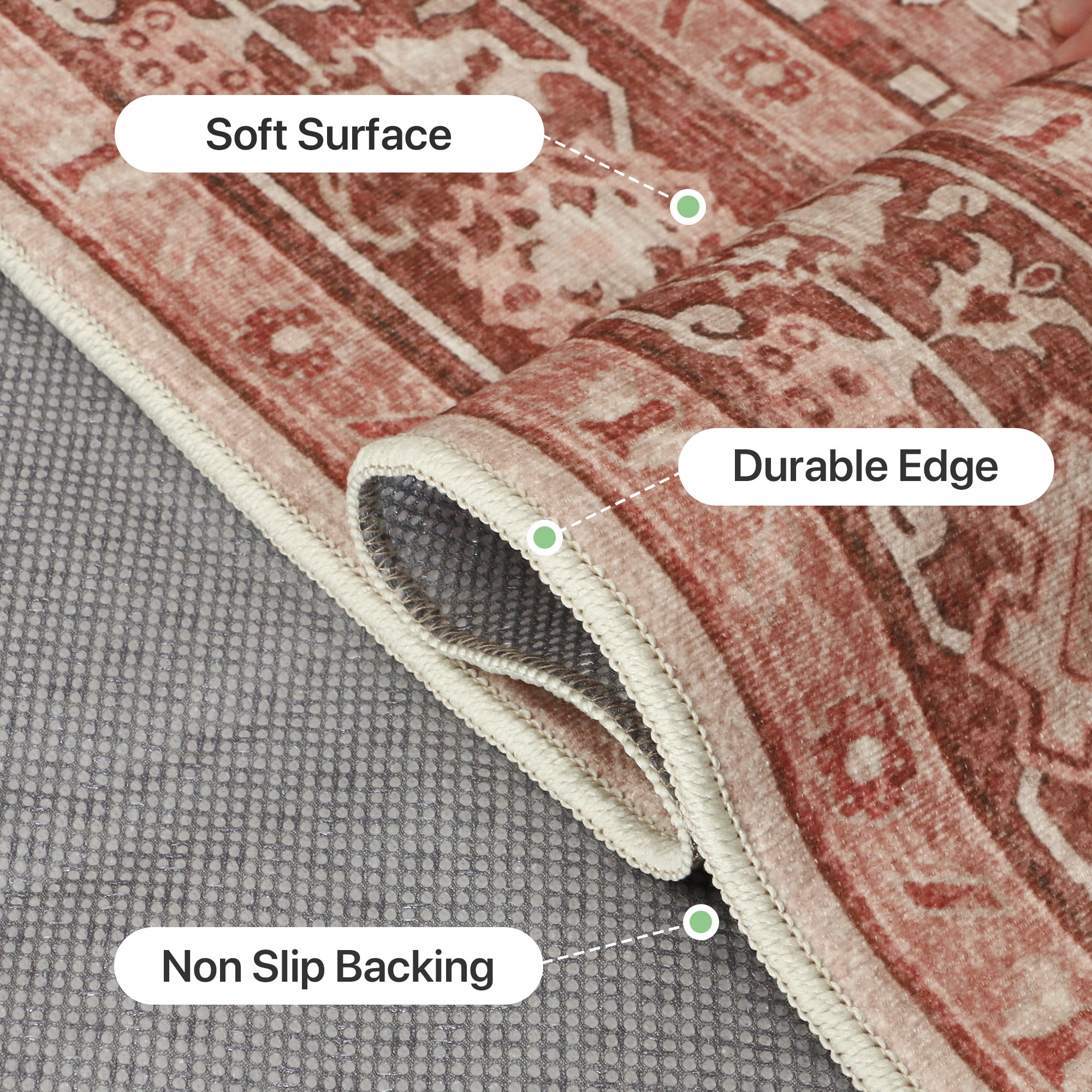 DEORAB Outdoor Rugs 5'X8' Chenille Patio Rug Three-Layer Material Imitation Silicone Spot Molding Camping Outside Rv Mat,Brown & Red