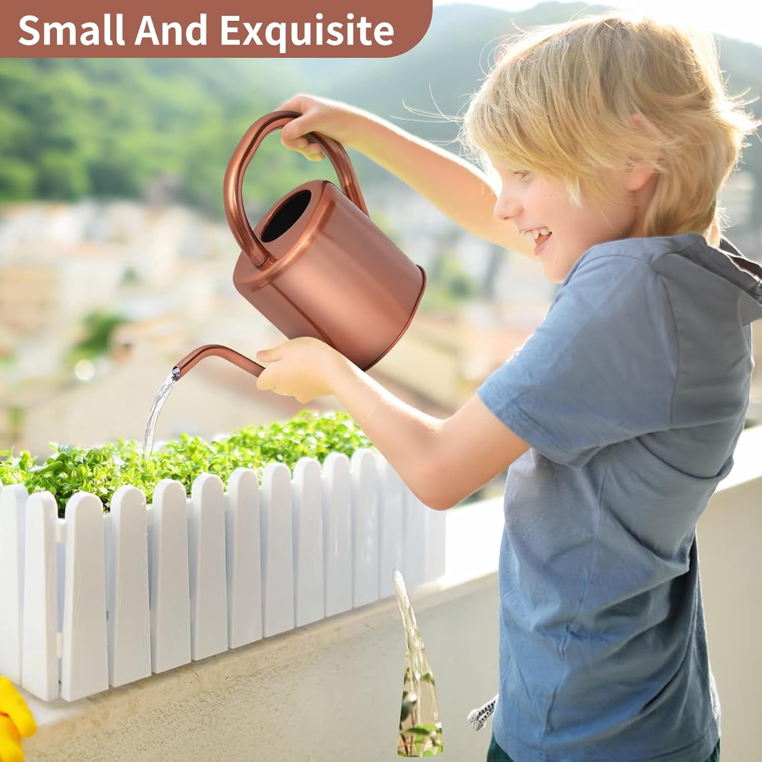 Watering Can, Stainless Steel Can for Indoor & Outdoor Plants, 1L/35oz Long Spout Water with Handle, Rust-Proof Plant Pot House Garden Flowers