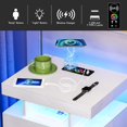 thumbnail image 4 of HNEBC Auto LED Nightstand with Wireless Charging Station & USB Ports,High Gloss Bedside Tables with 2 Drawers,Floating Nightstand with 3 Color & Adjustable Brightness Embedded LED Light Strip, 4 of 8
