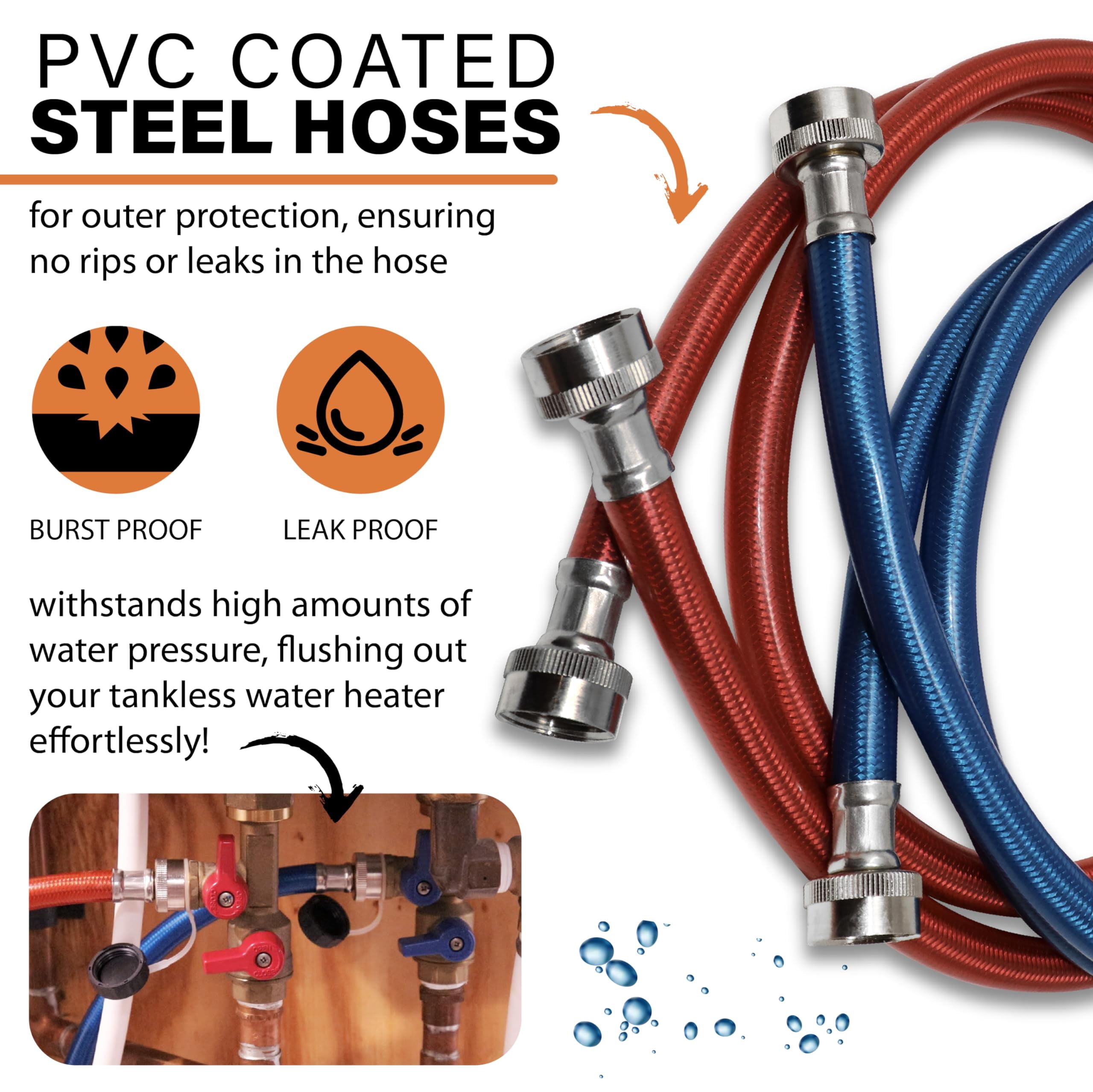 Tankless Water Heater Flush Kit with Descaling Solution, 1/6 HP Pump, 25 ft Power Cord