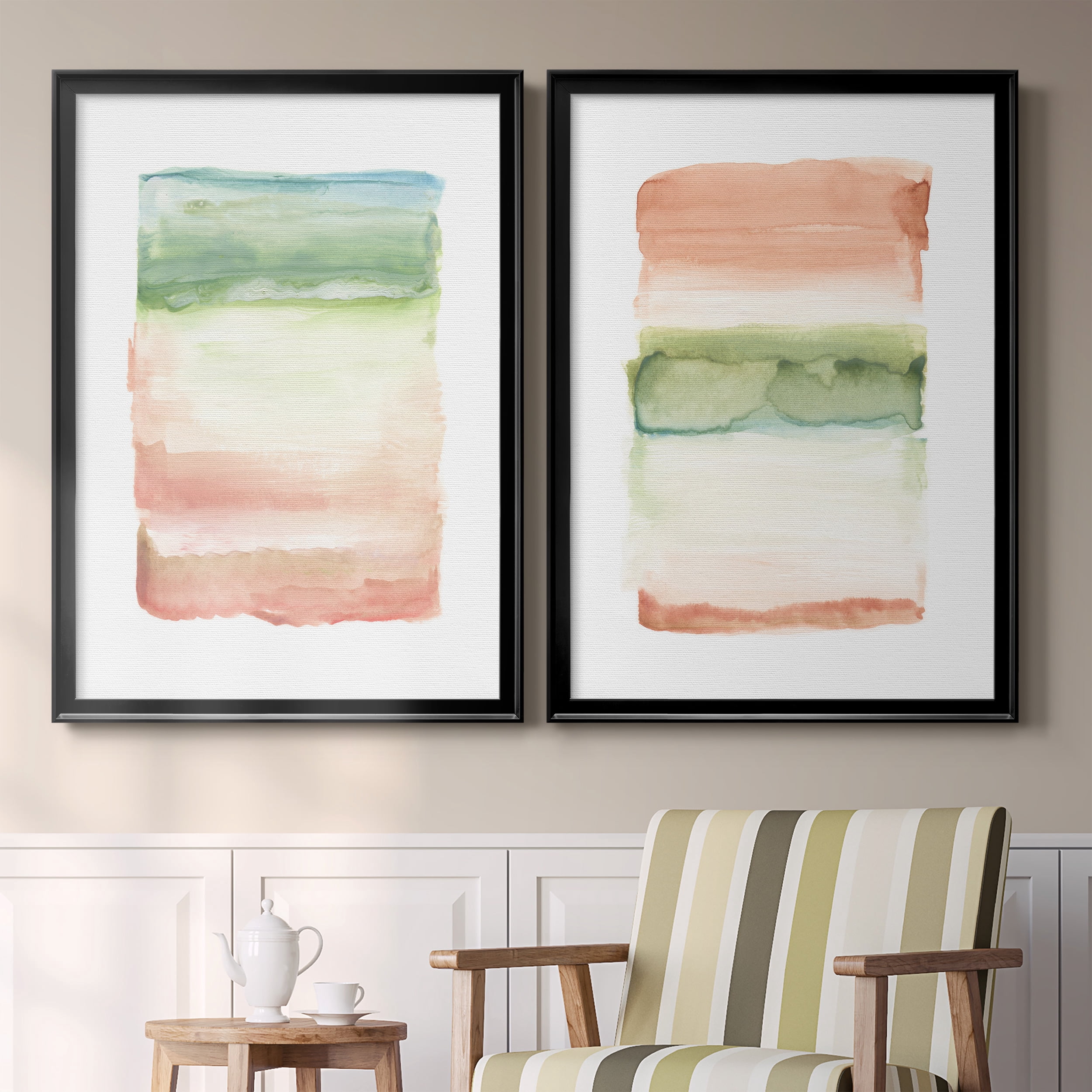 2 Piece Set Skye I Premium Framed Canvas - Ready to Hang - 26.5 x 36.5 Each - Black Frame
