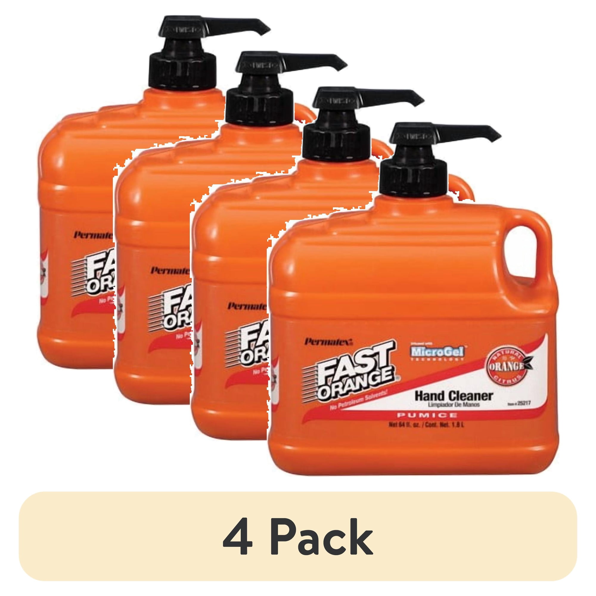 (4 pack) Fast Orange Pumice Lotion, Heavy Duty Hand Cleaner, Natural Citrus Scent, 1/2 Gallon - 25217