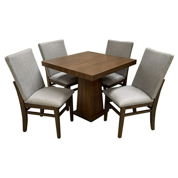 Set de Comedor SALVANTO Joshua 4 Sillas 90x90 cm MDF UV color Parota