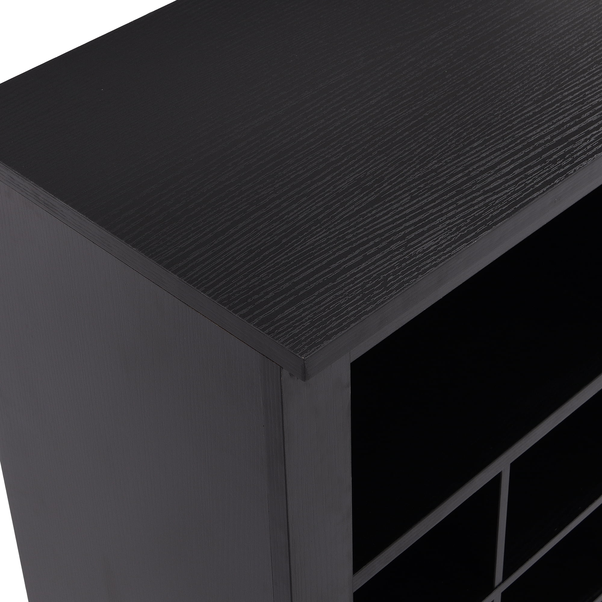 MAYEERTY Sleek Design 24 Shoe Cubby Console, Modern Shoe Cabinet with Curved Base, Versatile Sideboard with High-quality for Hallway, Bedroom, Living Room, Black