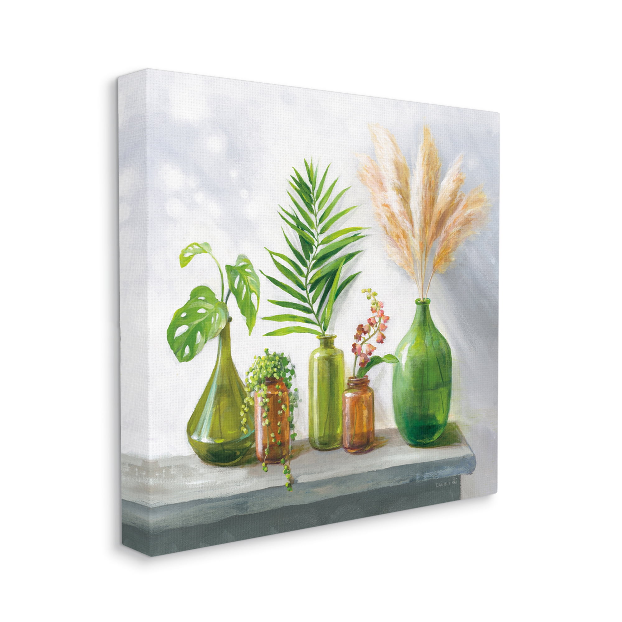 Stupell Industries Varied Ikebana Botanical Leaves Arrangement Still Life Painting Gallery Wrapped Canvas Print Wall Art, Design by Danhui Nai