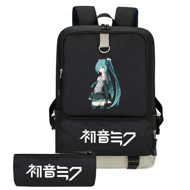 Set de mochila Hatsune Miku Cartoon Kids School con estuche para lápices