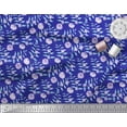 thumbnail image 2 of Soimoi Blue Cotton Jersey Fabric Leaf Floral Printed Craft Fabric by the Yard 58 Inch Wide, 2 of 3