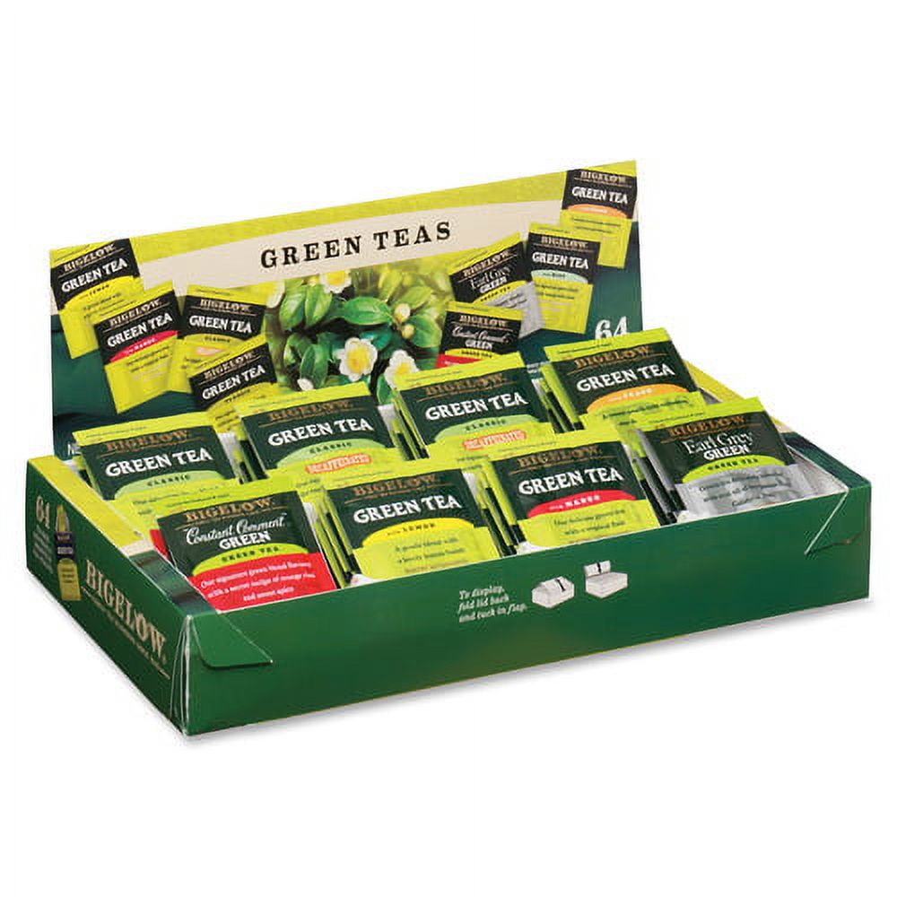 Bigelow Assorted Green Tea Tray Pack Green Tea - 0 oz - 64 Teabag - 64 / Box