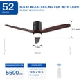 thumbnail image 4 of 52-Inch Integrated LED Low Profile Ceiling Fan with Solid Wood Blades - 6-Speed Reversible Motor, Dimmable Lighting, ETL Listed for Quiet Year-Round Home Use, 4 of 9
