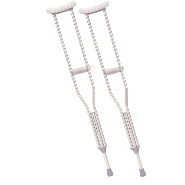 Muleta de aluminio Drive Medical con cómoda almohadilla para axilas y empuñadura, gris, para adultos