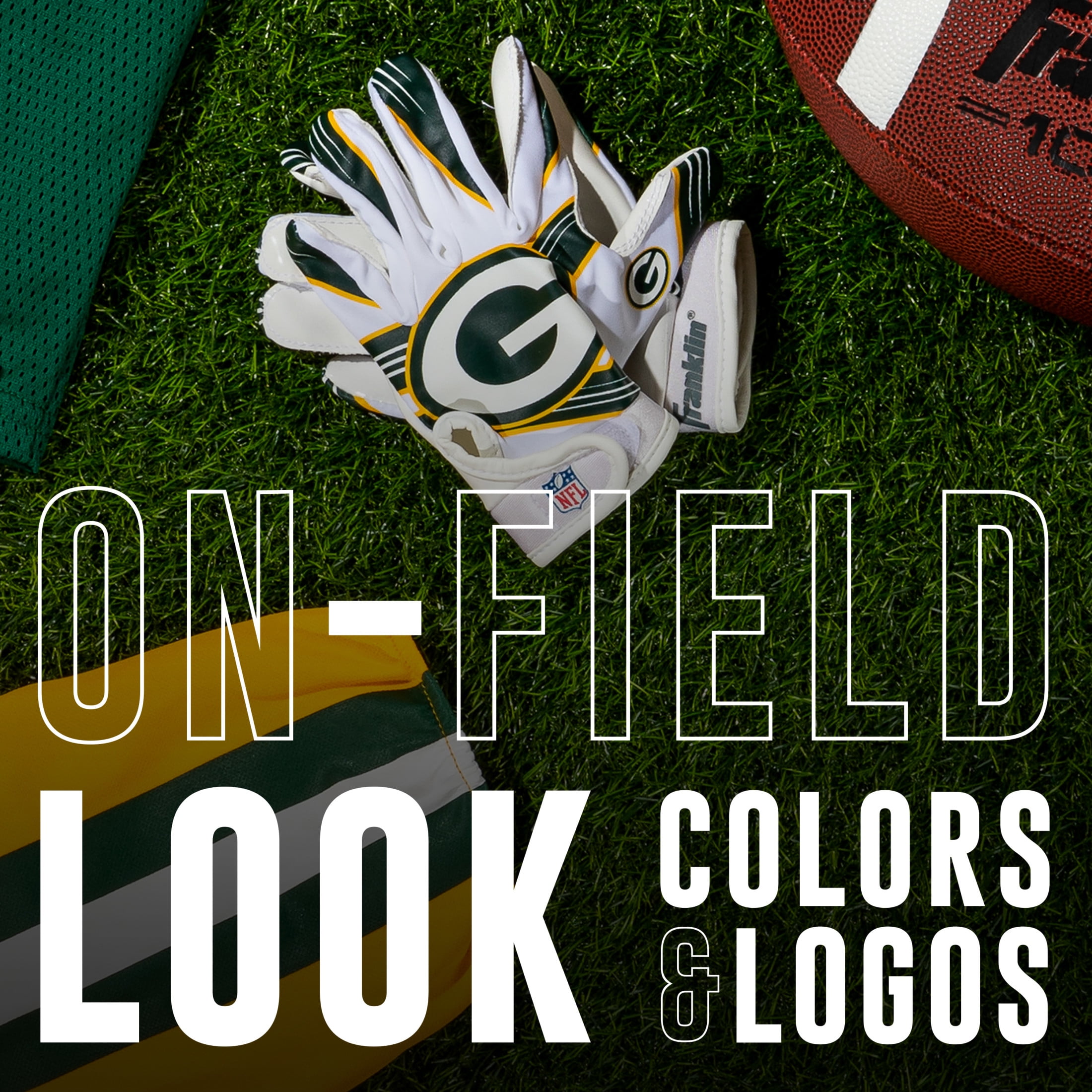 Franklin Sports Green Bay Packers Youth NFL Football Receiver Gloves - Official NFL Team Logos - Kids Football Gear + Accessories - Youth M/L Pair