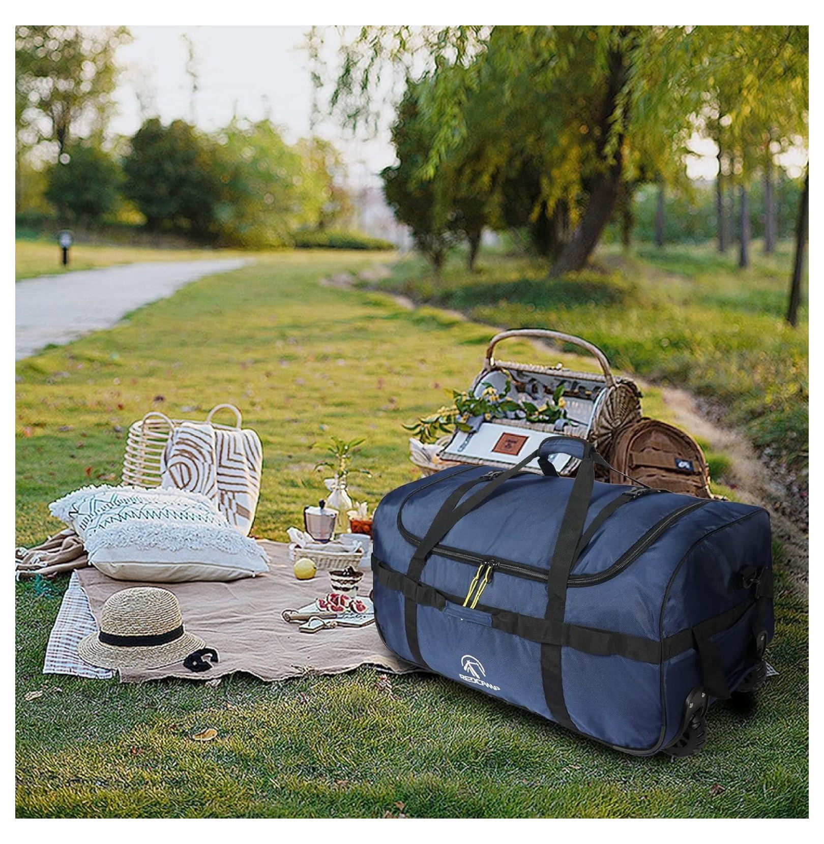 85L/120L/140L Foldable Duffle Bag with Wheels, Large Travel Duffel Bag