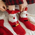 thumbnail image 2 of Odeerbi Christmas Socks for Women 2025 Coral Velvet Mid-Calf Socks Christmas Santa Snowman Plush Stocking Winter Thickened Warm Faux Furry Socks Red, 2 of 8