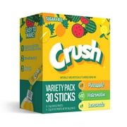 Crush Powdered Drink Mix Variety Pack, Lemonade, Watermelon & Pineapple, 30ct, On the go packets, Sugar Free