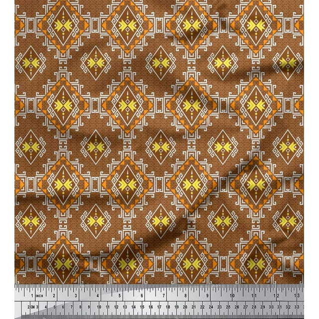 Soimoi Poly Georgette Fabric Geometric Southwestern Print Fabric by The Yard 42 Inch Wide