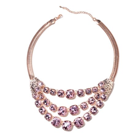 Cubic Zirconia CZ Pink Sapphire Beads Multi Row Necklace Rose Fashion Jewelry for Women Size 20