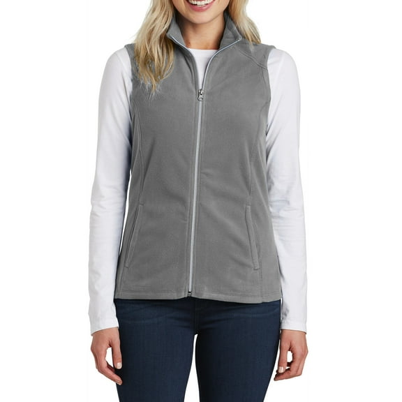 Mafoose Women's Tricot Pockets Lightweight Microfleece Vest Pearl Grey Small