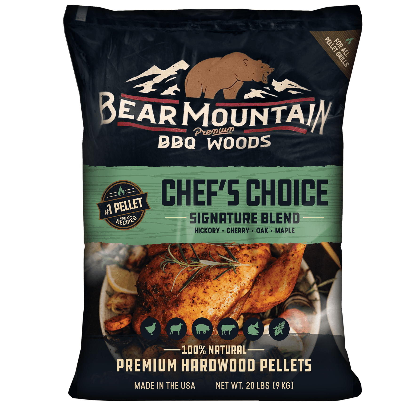 (3 pack) Bear Mountain Chef's Choice Signature Blend Premium BBQ Wood Pellets, 20 lbs