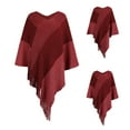 thumbnail image 2 of Tops chal de capa de borla de rayas contrastantes de Otoño Invierno para mujer, 2 of 4