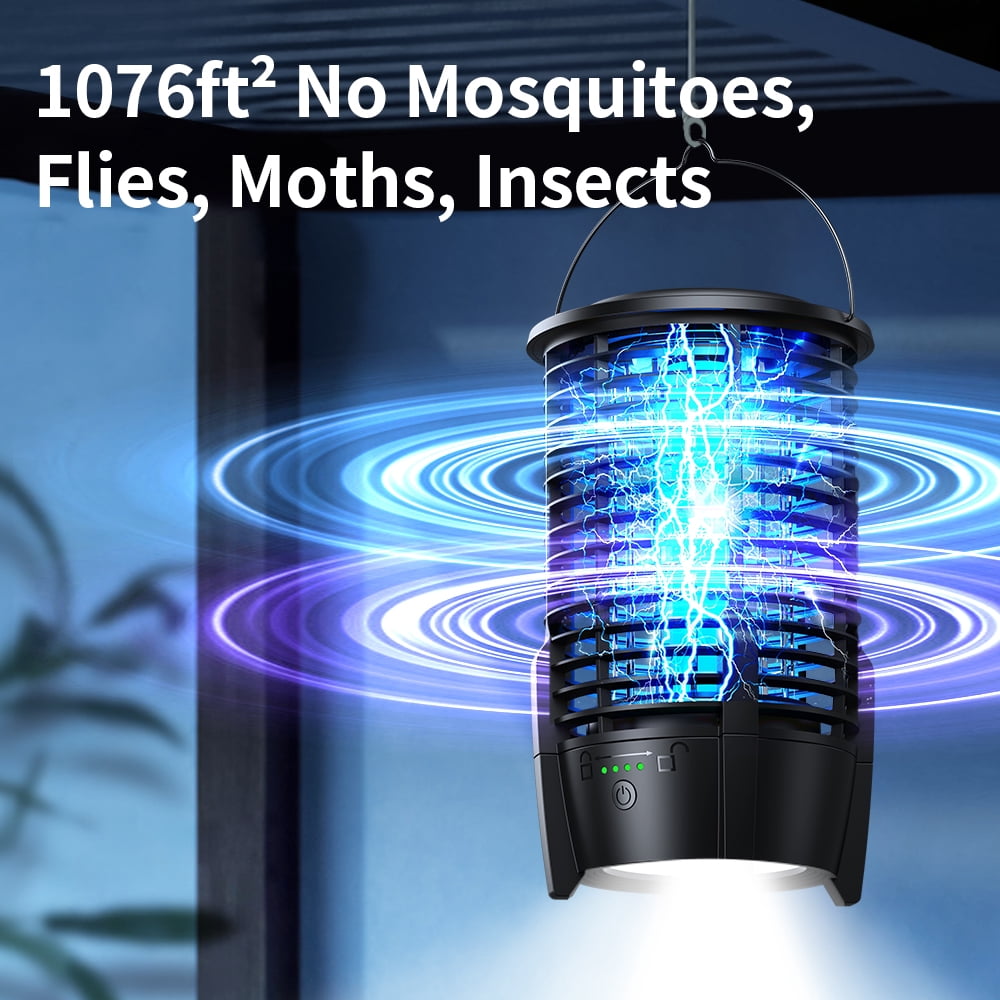 Electric Insect Killer, Mosquito Killer with LED Light, Electric Shock Insect Lamp, Mosquito Effective IPX4 Waterproof Fly Trap, Mosquito Protection for Kitchen, Living Room and Children's